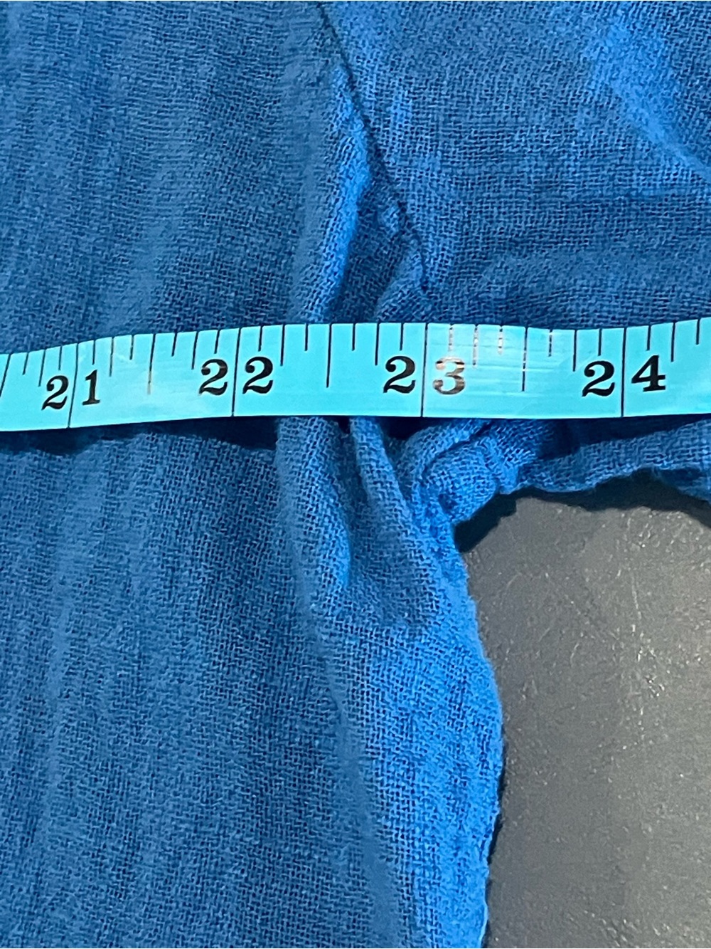 Women's Cotton Lagenlook Blue Mixed-Panel Short Sleeve Tunic - Picture 5 of 7
